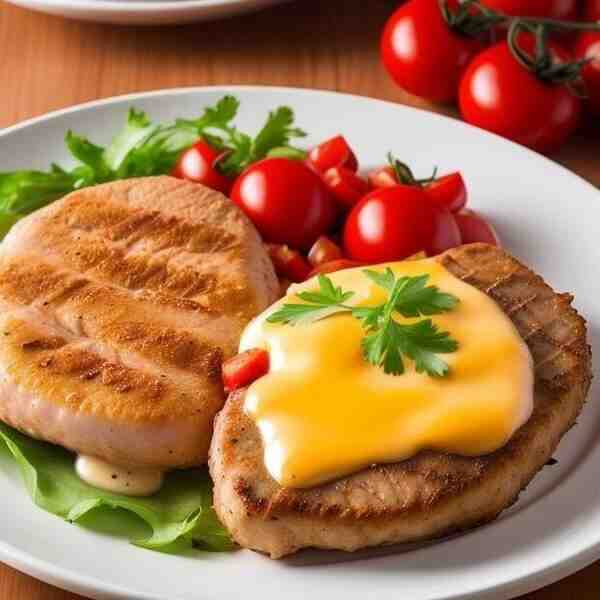 Отбивная из куриного филе с помидорами и сыром